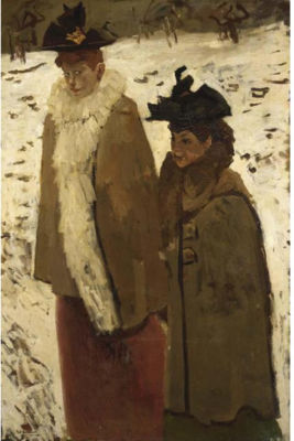 George Hendrik Breitner : TWO GIRLS IN THE SNOW, AMSTERDAM