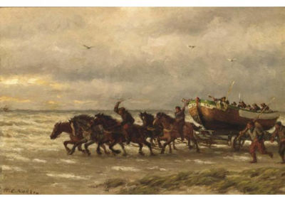 William Carel (Karel) Nakken : 'DE SCHEVENINGSCHE REDDINGBOOT' (A RESCUE AT SCHEVENINGEN)