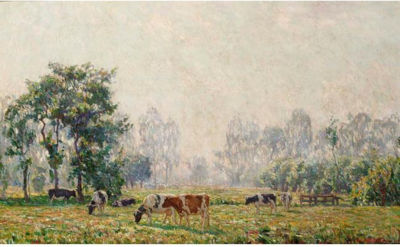 Johannes (Johan) Meijer : SUMMER LANDSCAPE WITH COWS