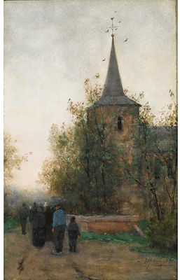 Joseph Hendrikus Neuhuys : ON THE WAY TO CHURCH, LAREN