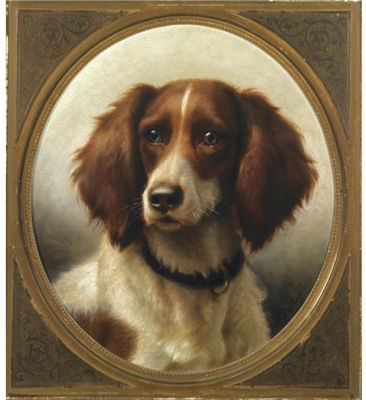 Carl Friedrich Deiker : TWO PORTRAITS OF SPANIELS; A PAIR