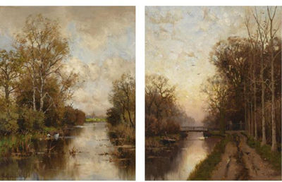 Frederik Jacobus Du Chattel : A SUMMER EVENING; AN AUTUMN SUNSET (A PAIR)