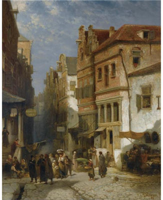 Salomon Leonardus Verveer : THE JEWISH QUARTER, POSSIBLY AMSTERDAM