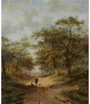 Jan Evert Morel II : TRAVELLERS ON A COUNTRY ROAD