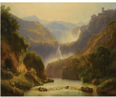 Karl Ernst Morgenstern : A VIEW OF THE ANIO VALLEY NEAR TIVOLI