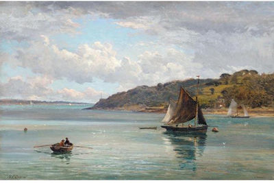 Nathaniel Everett Green : FISHING BOATS OFF OSBORNE BAY, ISLE OF WIGHT