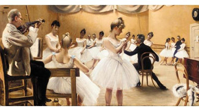 Paul Gustav Fischer : TIME I DET KGL. TEATERS BALLETSKOLE (A CLASS AT THE ROYAL THEATRE BALLET SCHOOL)