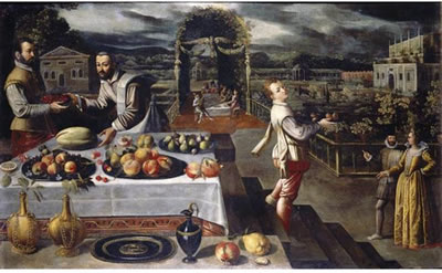 Lodewyk (Ludovic Lodewyck) Toeput : A BANQUET IN A FORMAL PALACE GARDEN