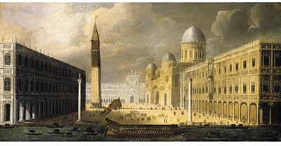 Francois De Nome : VENICE, A VIEW OF THE MOLO AND THE PIAZZETTA FROM THE BACINO DI SAN MARCO