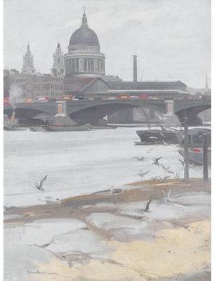 Herbert James (Sir Herbert) Gunn : ST. PAULS FROM THE OXO WHARF