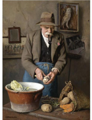 Charles Spencelayh : Dig for victory-The wise eat more potatoes