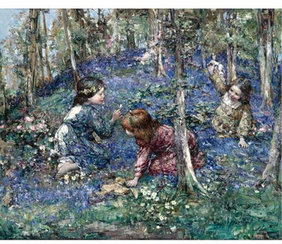 Edward Atkinson Hornel : The Bluebell Wood