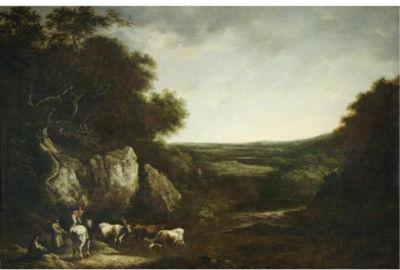 Benjamin Barker of Bath : Drovers in a landscape