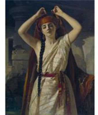 Henri-Guillaume Schlesinger : AN EGYPTIAN GIRL PREPARING FOR A BATH