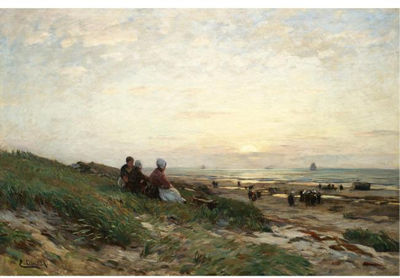 Eugen Gustav Duecker : AWAITING THE FISHERMEN'S RETURN