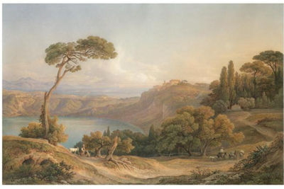 Rudolph Muller : CASTEL GANDOLFO AM NEMISEE (CASTEL GANDOLFO ON LAKE NEMI)