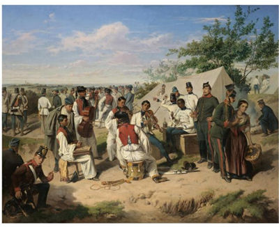 Wilhelm Richter : SZENE AUS DEM ITALIENISCHEN FELDZUGE (AUSTRIAN SOLDIERS RESTING DURING THE ITALIAN CAMPAIGN)