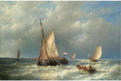 Abraham Hulk I : STORMY SEA WITH SHIPS