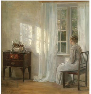 Carl Vilhelm Holsoe : KVINDE VED VINDUE (LADY BY A WINDOW)