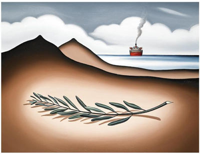 Dimitris Yeros : BOAT, NUDE AND OLIVE BRANCH