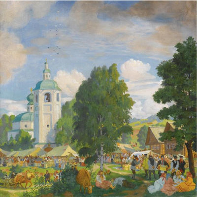 Boris Mikhailovich Kustodiev : THE VILLAGE FAIR