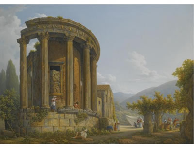 Abraham Louis Rodolphe Ducros : TIVOLI, A VIEW OF THE TEMPLE OF THE SIBYL