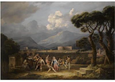 Thomas Barker of Bath : THE SALTARELLO, WITH A VIEW OF THE COLOSSEUM, ROME