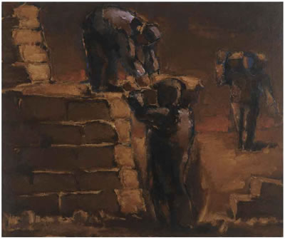 Josef Herman : THE BRICKLAYERS