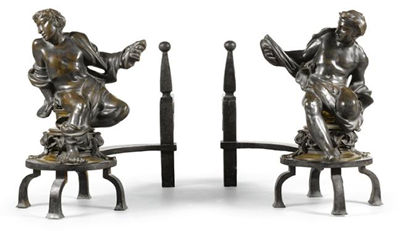 Alfred George Stevens : A PAIR OF ANDIRONS