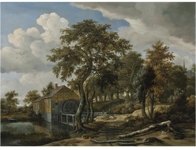 Meindert Hobbema : SUMMER LANDSCAPE WITH A WATERMILL