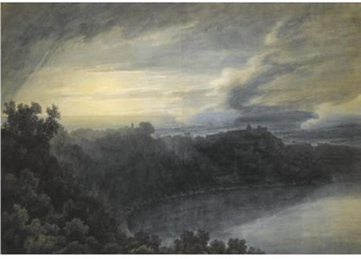 John Robert Cozens : THE LAKE OF ALBANO AND CASTEL GANDOLFO