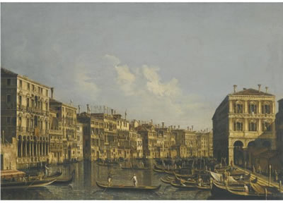 Francesco Tironi : VENICE, A VIEW OF THE GRAND CANAL LOOKING TOWARDS THE PESCHERIA