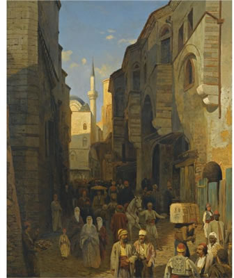 Karl Paul Themistokles von Eckenbrecher : A BUSY STREET IN TANGIERS