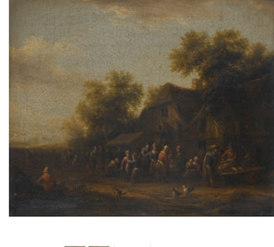 Barent (Barend) Gael : A FISH MARKET IN A VILLAGE SQUARE; A POULTRY MARKET BEFORE A VILLAGE INN