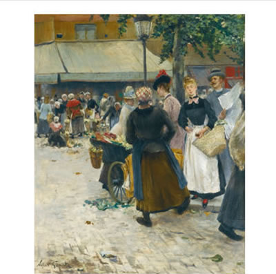 Norbert Goeneutte : LE MARCHE DES HALLES, PARIS