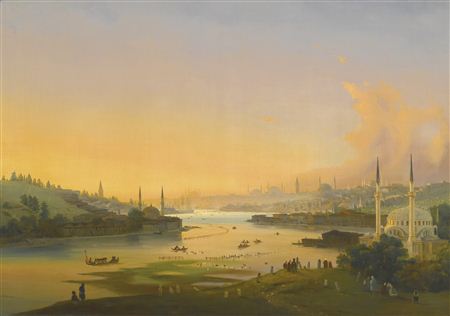 Ippolito Caffi : SUNRISE OVER THE GOLDEN HORN