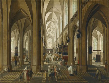 Pieter Neeffs I : A VIEW OF THE INTERIOR OF ANTWERP CATHEDRAL