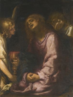 Francesco Montelatici Cecco Bravo : CHRIST SUPPORTED BY TWO ANGELS