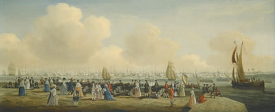 John (The Elder) Cleveley : KING GEORGE III REVIEWING THE FLEET AT SPITHEAD, OFF PORTSMOUTH HARBOUR