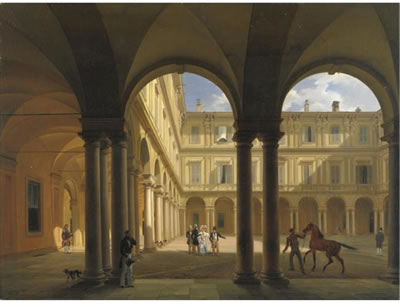 Giovanni Migliara : VEDUTA DEL CORTILE DELL'I. R. PALAZZO DEL GOVERNO