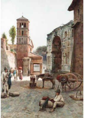 Ettore Roesler Franz : ARCO DI GIANO E SAN GIROGIO IN VELABRO, ROMA