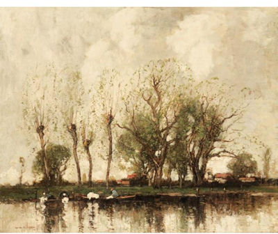 William Alfred Gibson : A DUTCH CANAL SIDE