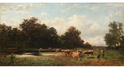 Gustav Ranzoni : CATTLE WATERING