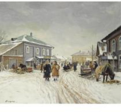 Mikhail Abramovich Balunin : VILLAGE IN WINTER