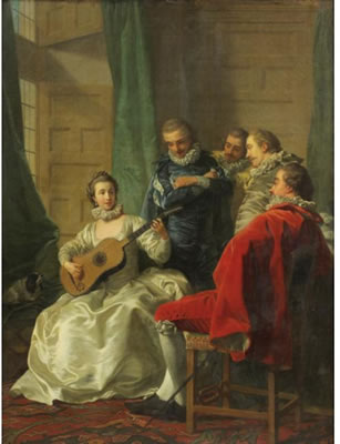 Louis-Michel van Loo : A SPANISH WOMAN PLAYING GUITAR