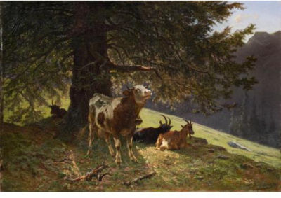 Charles Humbert : Landscape with a Cow and Goats