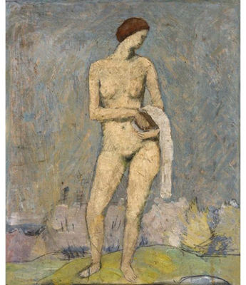 Hans Ernst Bruhlmann : STANDING NUDE WITH SHAWL