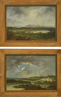 Johann Ludwig Aberli : BLICK AUF ZÜRICH FLUSSLANDSCHAFT (a pair)