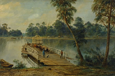 Henry Gritten : (Punt on the River Murray at Echuca) 1872