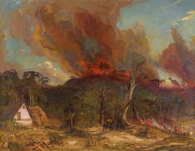 Hans Heysen : Bushfire, Hahndorf, South Australia (1912)